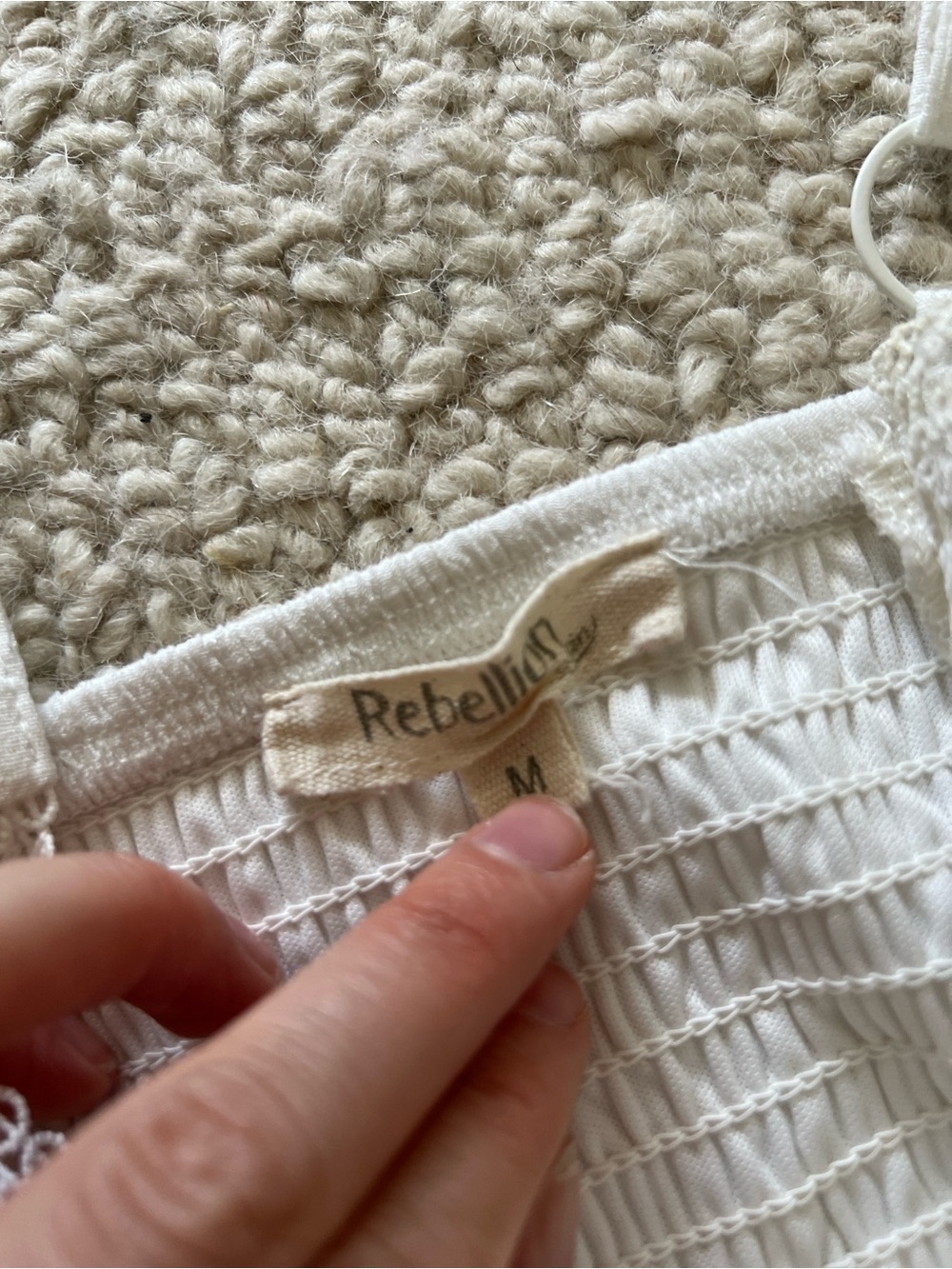White Maxi Dress Button Front Crochet Boho Country Coastal Cottagecore Size M - Picture 9 of 14